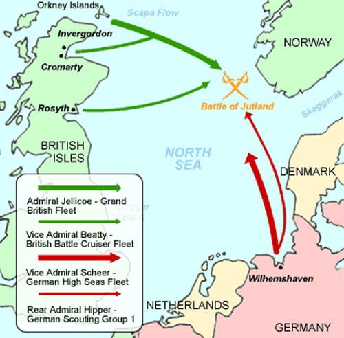 Map of Battle of Jutland