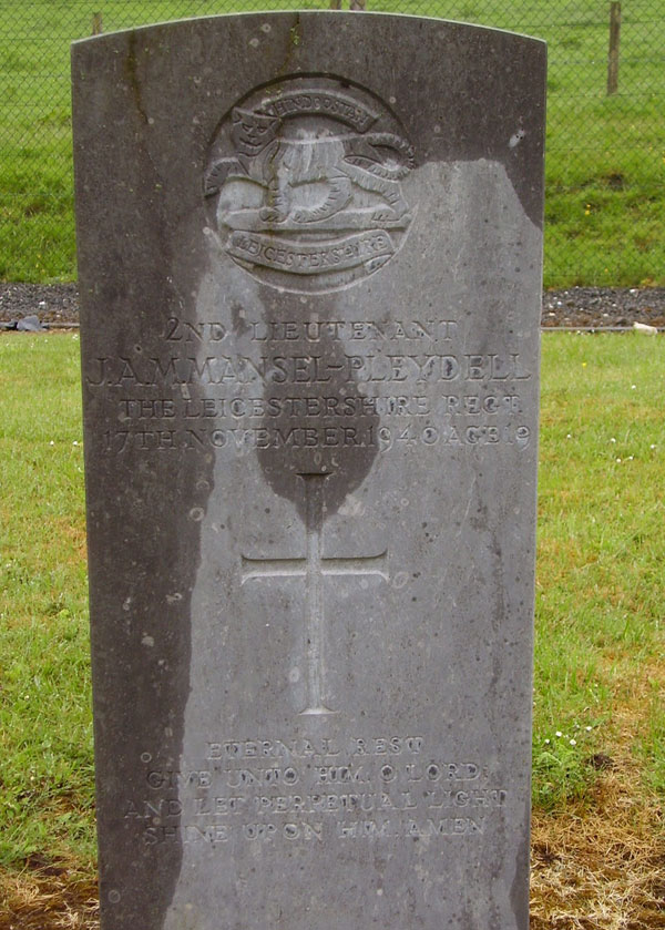 J A M Mansel-Pleydell's gravestone