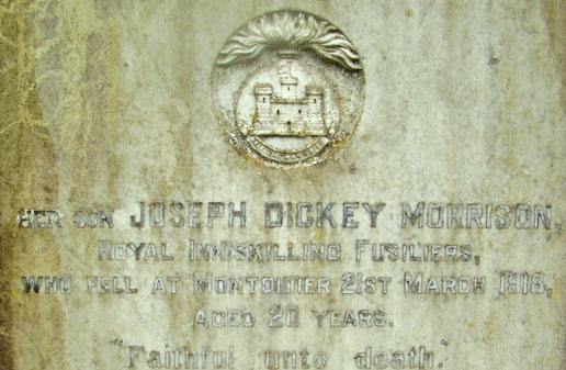 Joseph Dickey Morrison's family gravestone - close up