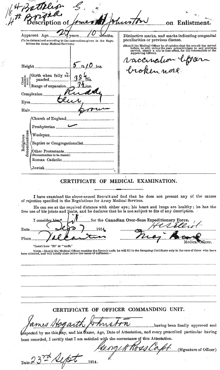 James Hogarth Johnston - Attestation Paper - page 2