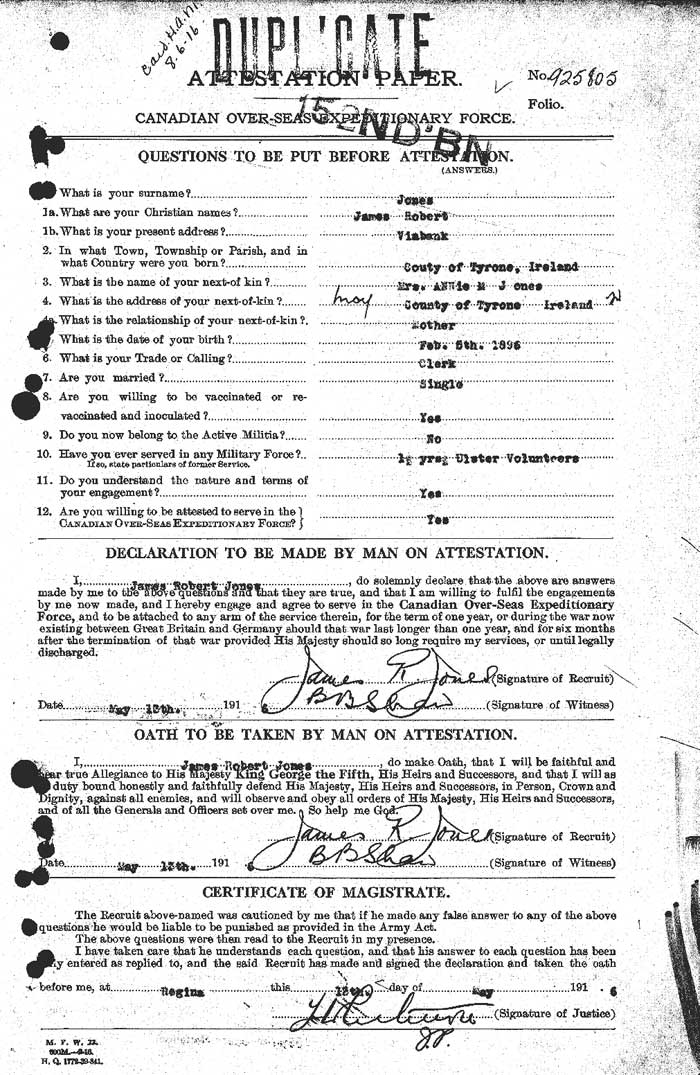 James Robert Jones Attestation Paper - page 1