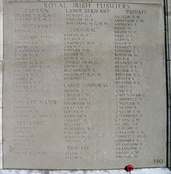 Lance Corporal Randal Edmund McManus on Tyne Cot Memorial