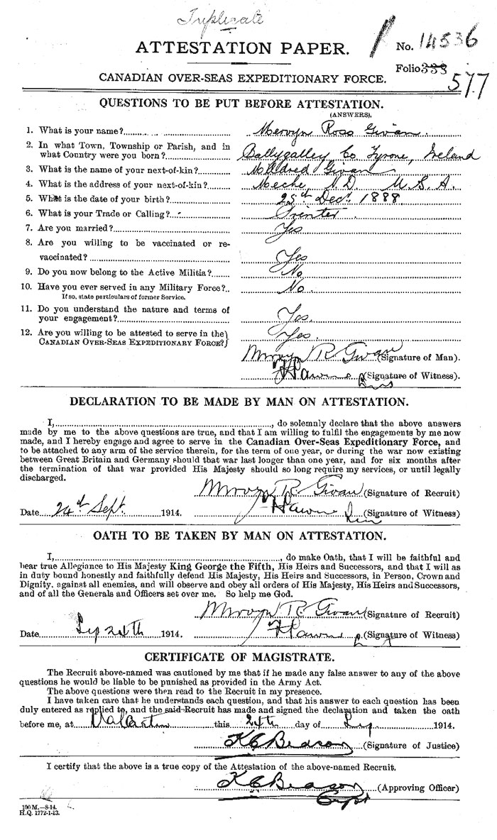 Enlistment form 1