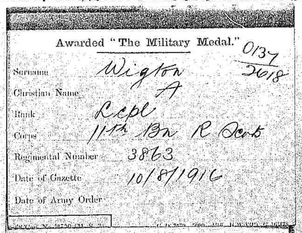 Military Medal card