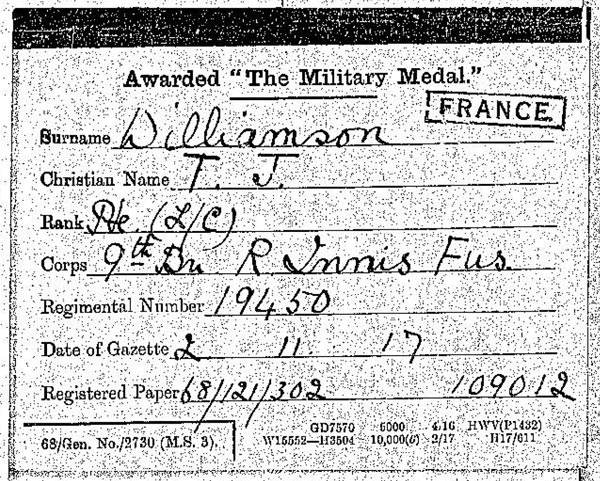 Military Medal card