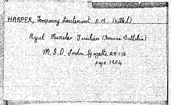 Medal card - Mentioned in Despatches